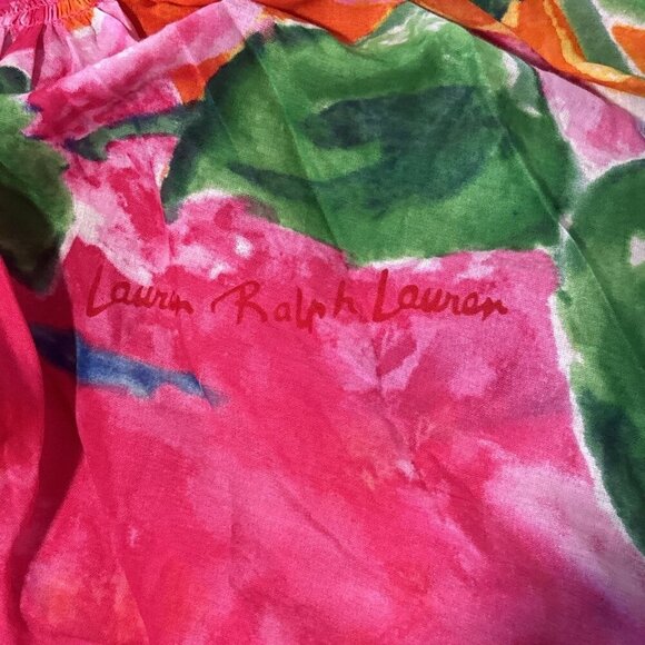 LAUREN RALPH LAUREN Maxi Dress Tiered Tie-Shoulder Tropical Print Ruched Tube SP - Picture 13 of 13